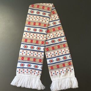 Colorful Patterned Scarf with Fringe